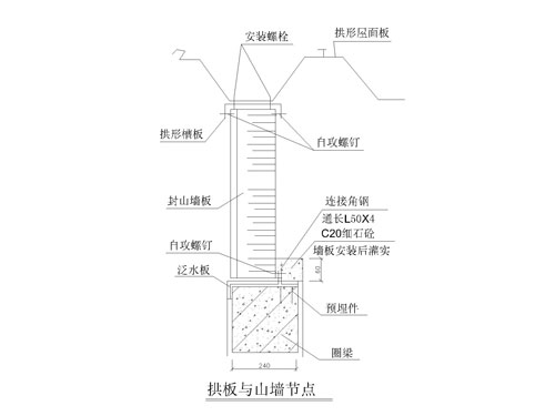 拱板與山墻安裝節點圖